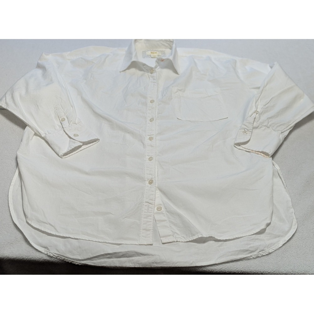 ANTHROPOLOGIE MAEVE Women's White Button Upβ Collared Casual Size Large READ